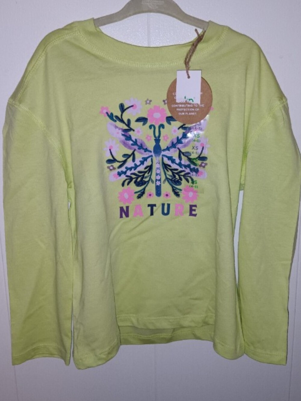NWT Girls Dip Dragon Fly Floral Long Sleeve Top XS